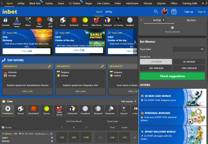 inbet sports page